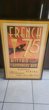 Rare Art Deco Style French 75 Bistro & Champagne bar Poster
