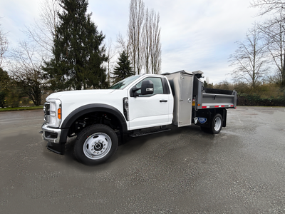 2026 Ford F550 Reg Cab Dump Truck Package - 9' Steel Custom Dump Body with Split Fold Down Sides & Q...