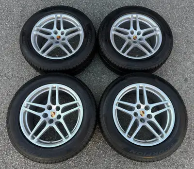 Wheels: Silver 18 Inch OEM Fitment: 95B Macan Base / S (2015-2024) Quantity: 4 (Staggered) Tire Pres...