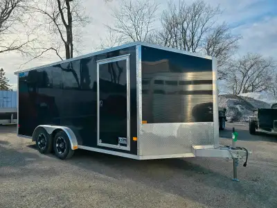 7.5' x 16' Alcom Aluminum CargoPro Trailer 2x3500lb Axles Electric Brakes Ramp Door with Transition...