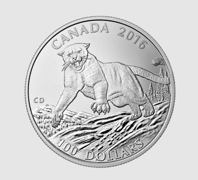 $100 for $100 Fine Silver Coin - Cougar (2016) $129 in Arts & Collectibles in Mississauga / Peel Region