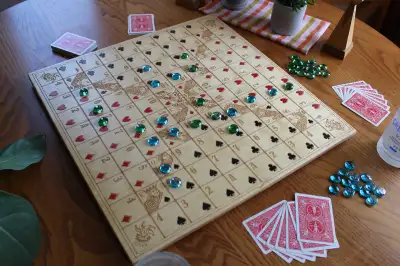 The game of Sequence is an exciting game of strategy played with two decks of cards and two colours...