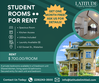 STUDENT RENTAL AVAILABLE!! INCENTIVE OFFER - one month free rent with signing a 12 month lease! Ask...