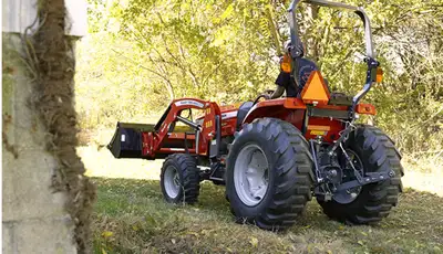 MASSEY FERGUSON 1E.25 HST PLATFORM WITH LOADER COMING IN, View more
