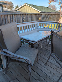 PENDING - Patio table with 6 chairs and umbrella stand