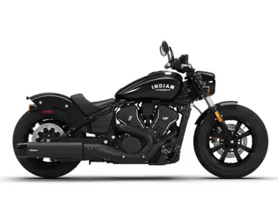 2026 Indian Motorcycle Scout Bobber Black Metallic Aggressive bobber design gives an old school look...