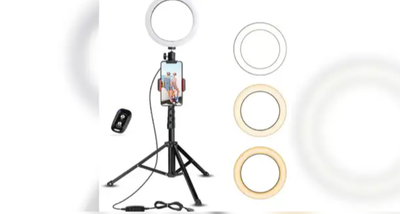 10 Inch 3 Colors Ring Light with Tripod Stand with holder, View more