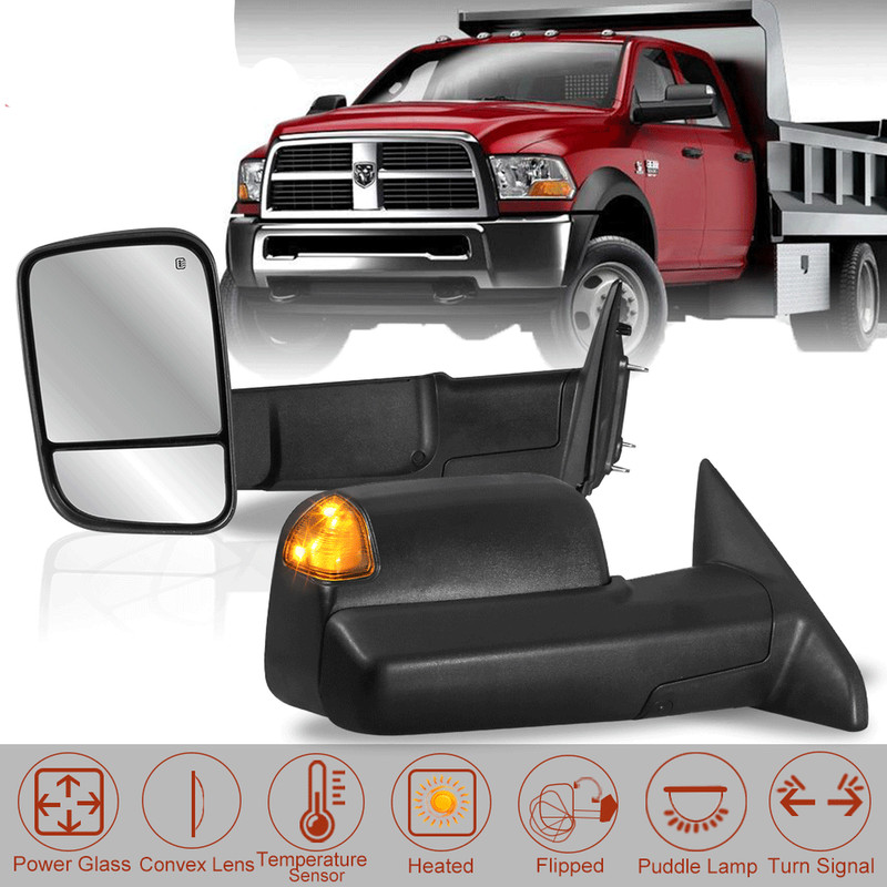 Power Heated Tow Mirrors & TEMP Sensor Puddle Light Auto Body Parts