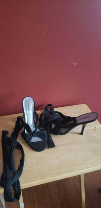 Shoes size 9 Stileeto heels, brazilian made with tie straps