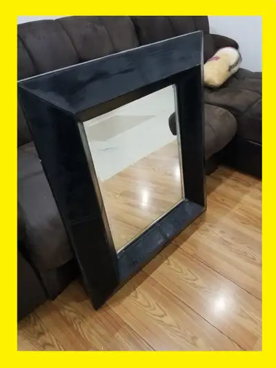 Beautiful Vanity Bathroom Mirror Solid Black Leather Frame $55, View more