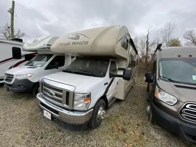 Thor Motor Coach Four Winds Class C gas motorhome 28Z highlights: Bedroom 12V Outlet 68in.in. Jackkn...