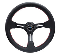 NRG Sport Steering Wheel 350mm Black Leather Red Stitching