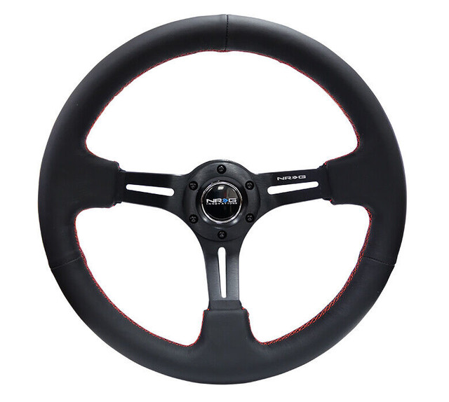 NRG Sport Steering Wheel 350mm Black Leather Red Stitching in Other Parts & Accessories in Mississauga / Peel Region
