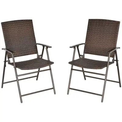 Outdoor Wicker Dining Chair Set of 2, 2 Pieces Rattan Foldable C, View more