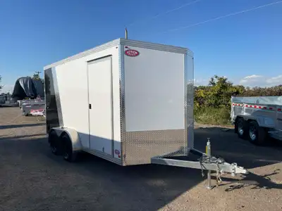 CANADIAN CRAFTSMAN GALVANIZED 7' X 14' TANDEM AXLE ENCLOSED CARGO TRAILER WITH RAMP DOOR AND 2 TONE...