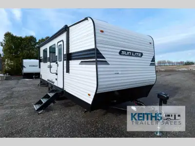 Sunset Park RV Sun Lite toy hauler travel trailer 25THX highlights: Fold-Down 60in.in. x 74in.in. Be...
