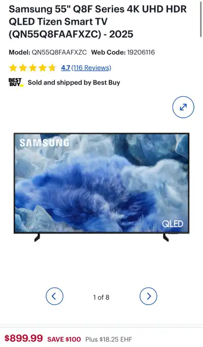 QLED Perfection – Samsung 55” Q8F 4K Smart TV with HDR, View more