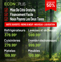 Econoplus méga vente réfrigérateur 36P boite ouverte Taxes Inc