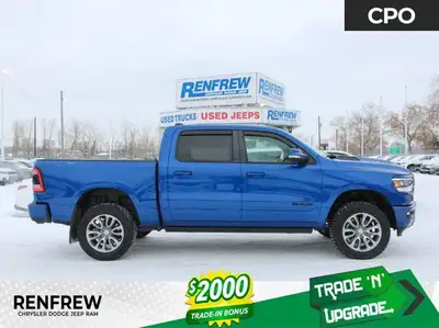 Shop this 2019 Ram 1500 Sport with lift kit, HEMI V8, Apple CarPlay/Android Auto, panoramic sunroof,...
