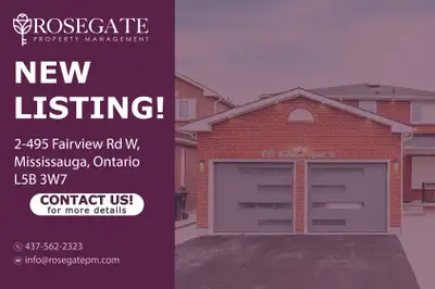 Renovated 2-Bedroom Lower Unit | 1,000 Sq Ft | Central Mississau