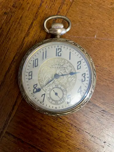 DUEBER HAMPDEN MODEL 108 16s 17J DRESS POCKET WATCH. YELLOW GOLD FILLED CASE. RAILROAD GRADE. MADE I...