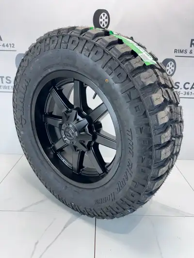set of FOUR 35x 12.5x 20 Haida Mud champ All weather M/T tires on 20 inch Fuel Maverick rims FITS Fo...