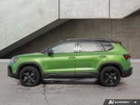 2025 Volkswagen Taos Comfortline Black Edition! Low KM'S, One Owner, No Accidents. Bright Moss Green... (image 1)