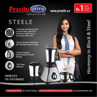 Preethi Steele MixerGrinder with Turbo Vent and Improved Coupler