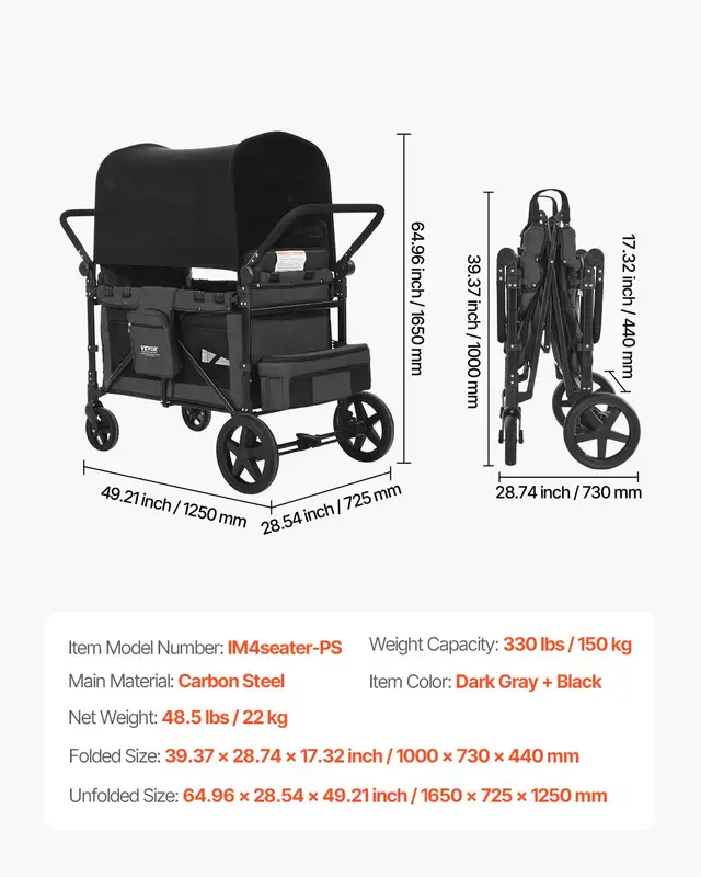 4-Seater Wagon Stroller – Foldable, Durable, & Family-Ready! in Strollers, Carriers & Car Seats in Oakville / Halton Region - Image 9