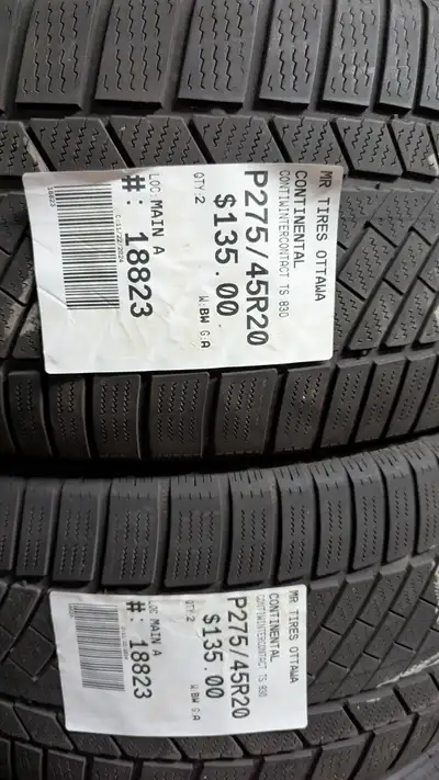 PAIR OF 2X P275/45R20 275/45/20 CONTINENTAL CONTIWINTERCONTACT TAG # 18823 ** Please read details be...