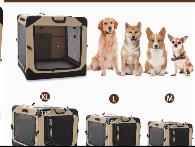 Garnpet Soft Dog Crate for Large Dogs, 4-Door Foldable Collapsib in Accessories in Gatineau - Image 2