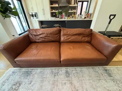 Genuine Leather Sofa-88” – Excellent Condition –Whitby, View more