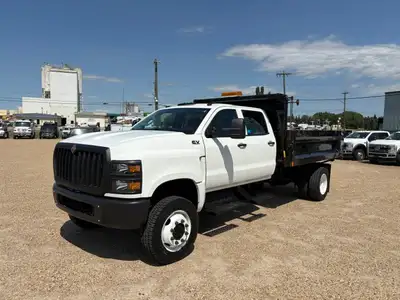 2022 International CV515 4x4 Dump Truck, 6.6L Duramax Diesel, Automatic, Crew Cab, A/C, Tilt, Cruise...