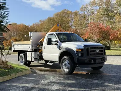 2008 Ford F-550 XL Super Duty Dump Truck with Crane Effer Crane 9 Foot Long Dump 8 Foot Wide Dump Aw...