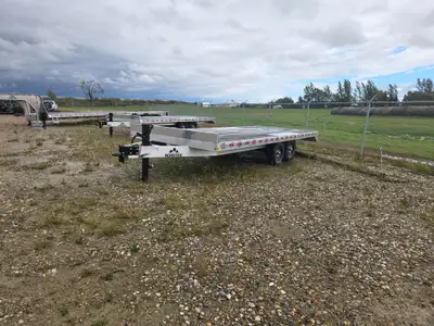 Heavy-duty 102" x 20' all-aluminum deck-over trailer designed for versatile, unobstructed hauling. K...