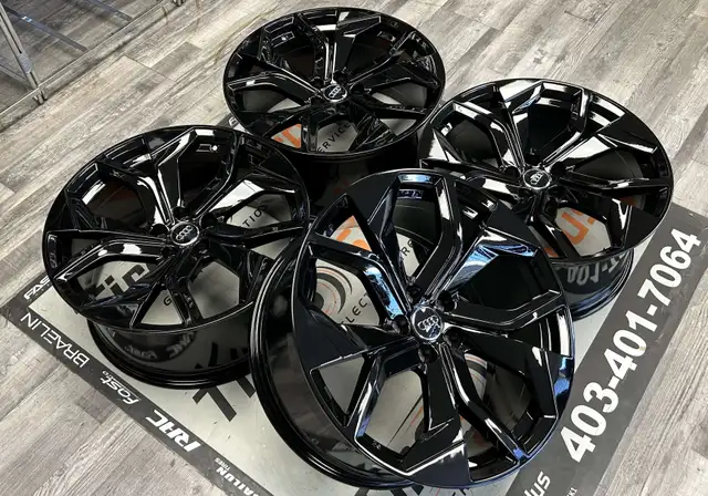 22x10J Audi A21 Gloss Black Wheels 5x112 - fit Audi Q7, Audi Q8 in Tires & Rims in Calgary - Image 2