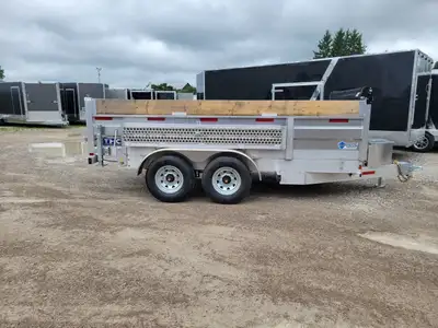 80x12 7 ton Aluminum dump Trailer. Unheard of 10yrs structural warranty. 30" overall high sides Roll...