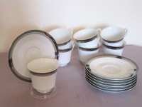 Vintage Bone China Set of 7 White cup & saucer w/metallic stripe City of Montréal Greater Montréal Preview
