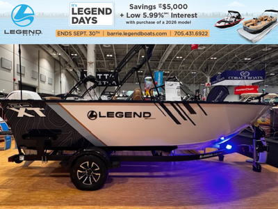 Check out our 2026 Legend 20 XT Sport powered by a Mercury 150 XL 4S Cold Fusion White. This model c...