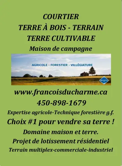 Pour plus d’informations ou de photos allez voir sur : www.francoisducharme.ca Courtier Immobilier à...