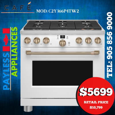 GE Café Commercial Style Range C2Y366P4TW2 36" Smart Dual-Fuel, View more