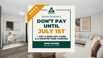 Building Features Move-in Now & Don't Pay Until July 1st + $500 Move-in Bonus & 6 Months Free Parkin...