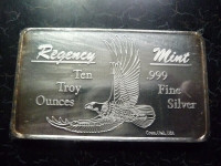 Rare 10oz .999 Silver Bar Regency Mint Eagle