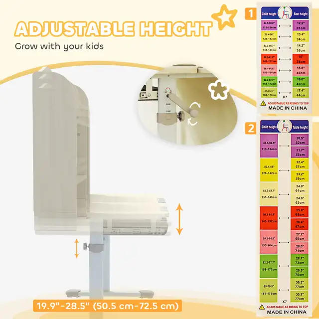 Kids Desk Height Adjustable with Tilted Desktop, Storage, Drawer in Toys & Games in City of Toronto - Image 4