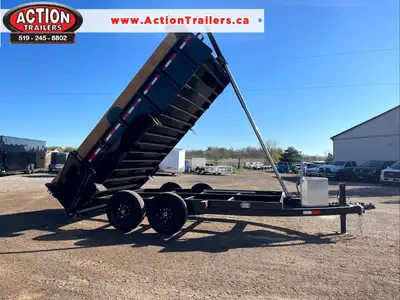 ACTION SERIES 7' X 14' DUMP TRAILER WITH 7 TON GVWR, WOOD EXTENSIONS AND TARP KIT! Handcrafted with...