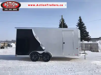 NEO ALL-ALUMINUM 7' x 16' TANDEM AXLE ENCLOSED CARGO TRAILER WITH REAR RAMP DOOR AND SPOILER! Design...