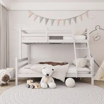 NEW KIDS SOLID WOODEN TWIN OVER FULL BUNK BED FRAME, View more