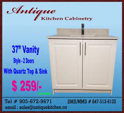 $259 = 37 BATHROOM VANITY WITH QUARTZ TOP & SINK FOR SALE Buy direct from Manufacturer & Save more....
