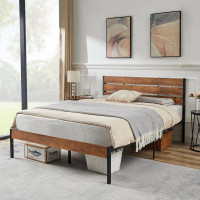 Metal and Wood Frame Bed - Queen Size