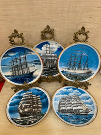 Vintage Fine Bone China Sadler Sailing boat plates - England 